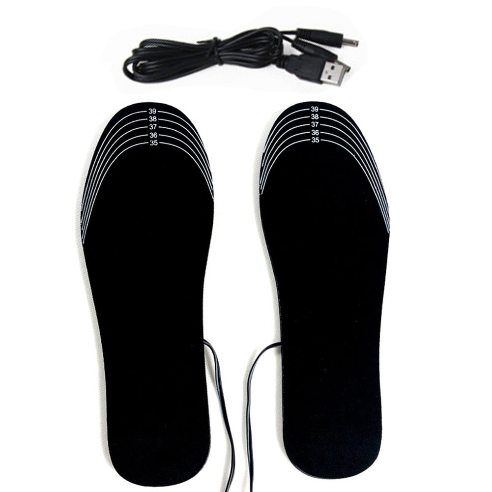 1 Set Electric Heating Insoles Rechargeable Soft Foot Warmers Durable for Sport 