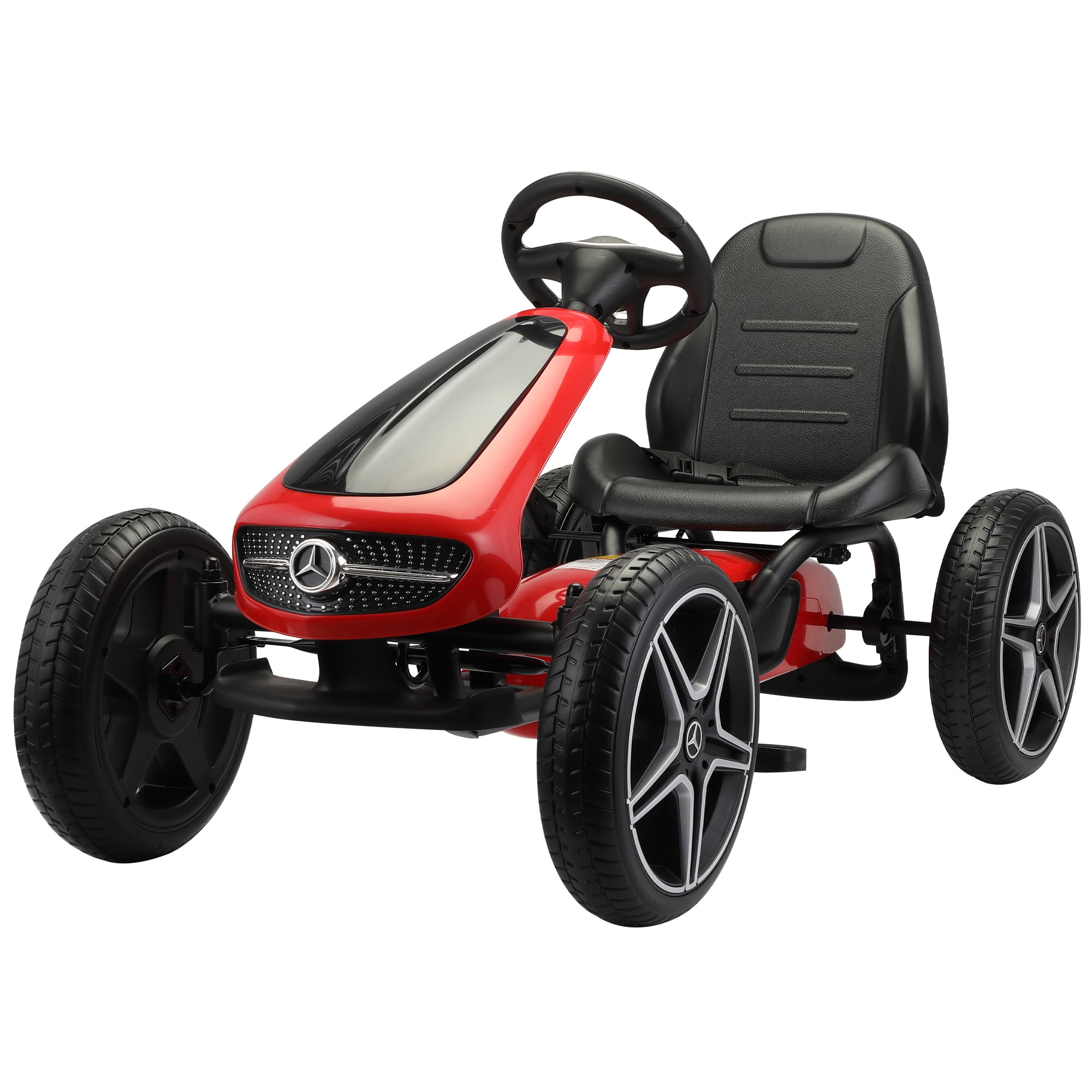 Red Go Kart, Powered Ride On Pedal Go Kart, Kids' Pedal Cars for Outdoor,  Racer Pedal Car with Anti-slip Tires, Music and Horn, Racer Bicycle with  Adjustable Seat for Boys & Girls