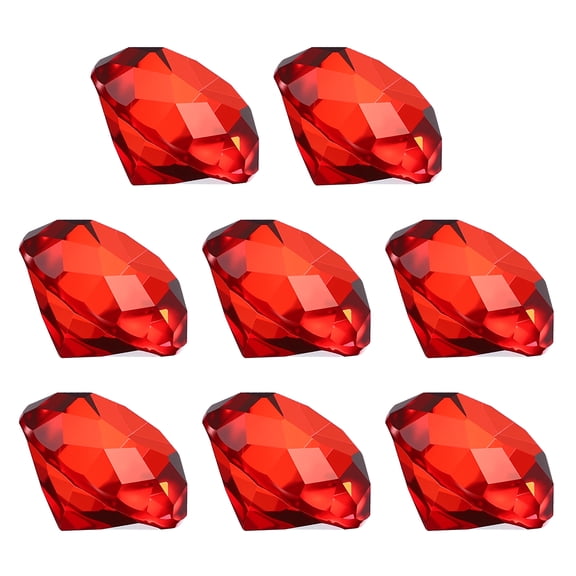 Uxcell 8 Pcs Diamond Crystal Paperweight, 30mm / 1.18 Inch Crystal Paperweight Paper Weight for Home Office Desktop Table Decor Wedding Party Jewelry Ornaments, Red