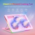 thumbnail image 2 of Pink Rgb Laptop Cooling Pad With 3 Quiet Led Fans And Touch Control For 15.6"-17" Laptop, Adjustable Comfortable Height Portable Cooler, Durable Pure Metal Panel (Pink), 2 of 9