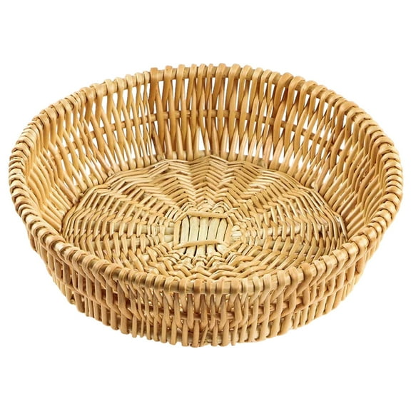 WASHWEPE Rattan Woven Storage Basket Wicker Storage Organizer Light Yellow 1Pcs 13.76X3.34X3.34In
