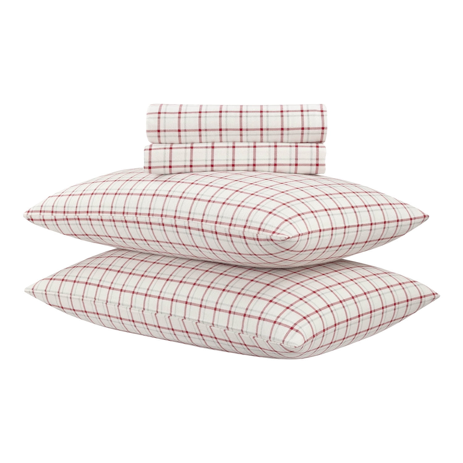 Mainstays 4-Piece Flannel Sheet Set, Red Plaid, Full