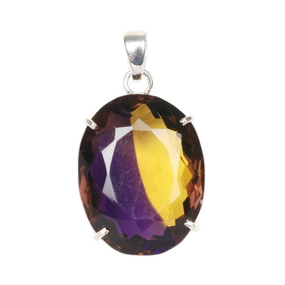 GEMHUB 54 Ct. Oval Shape Multicolor Ametrine Gemstone Pendant 925 Sterling Silver Pendant for Women Multicolor Gemstone Jewelry Ametrine Pendant, Birthday Gift, Anniversary Gift February Birthstone