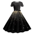 thumbnail image 1 of Mefallenssiah Mode Femmes Casual Floral Impression Manches Courtes Tour de Genou-Haut Robe, 1 of 3