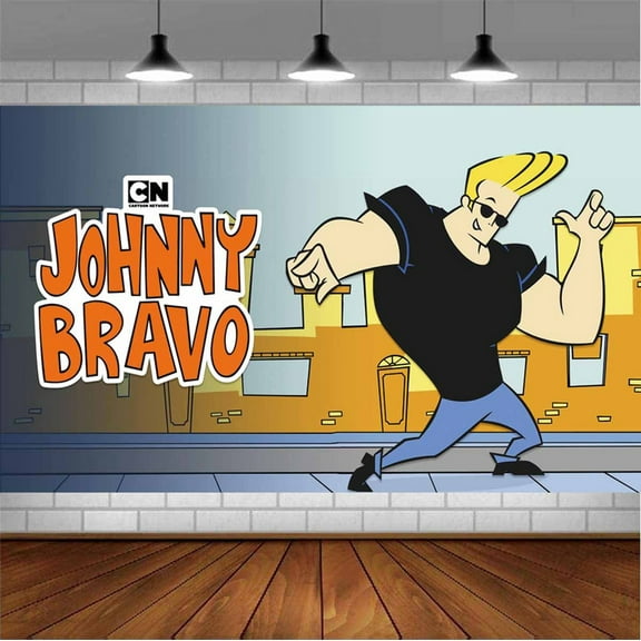Johnny Bravo Backdrop Banner Party Supplies Poster Movie Theme Background for Photography Birthday Decorations