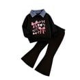 thumbnail image 6 of DAETIROS Girls 2 Piece Outfit Set Soft Bow Print Sweatshirt & High Waisted Flare Pants Playwear Everyday Matching Set Black Sizes 2T-8,Size 4-5 T, 6 of 8