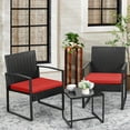 thumbnail image 7 of Devoko 3 Pieces Clearance Outdoor Patio Set with Cushioned Chairs Set Bistro Chairs with Table, Red, 7 of 7