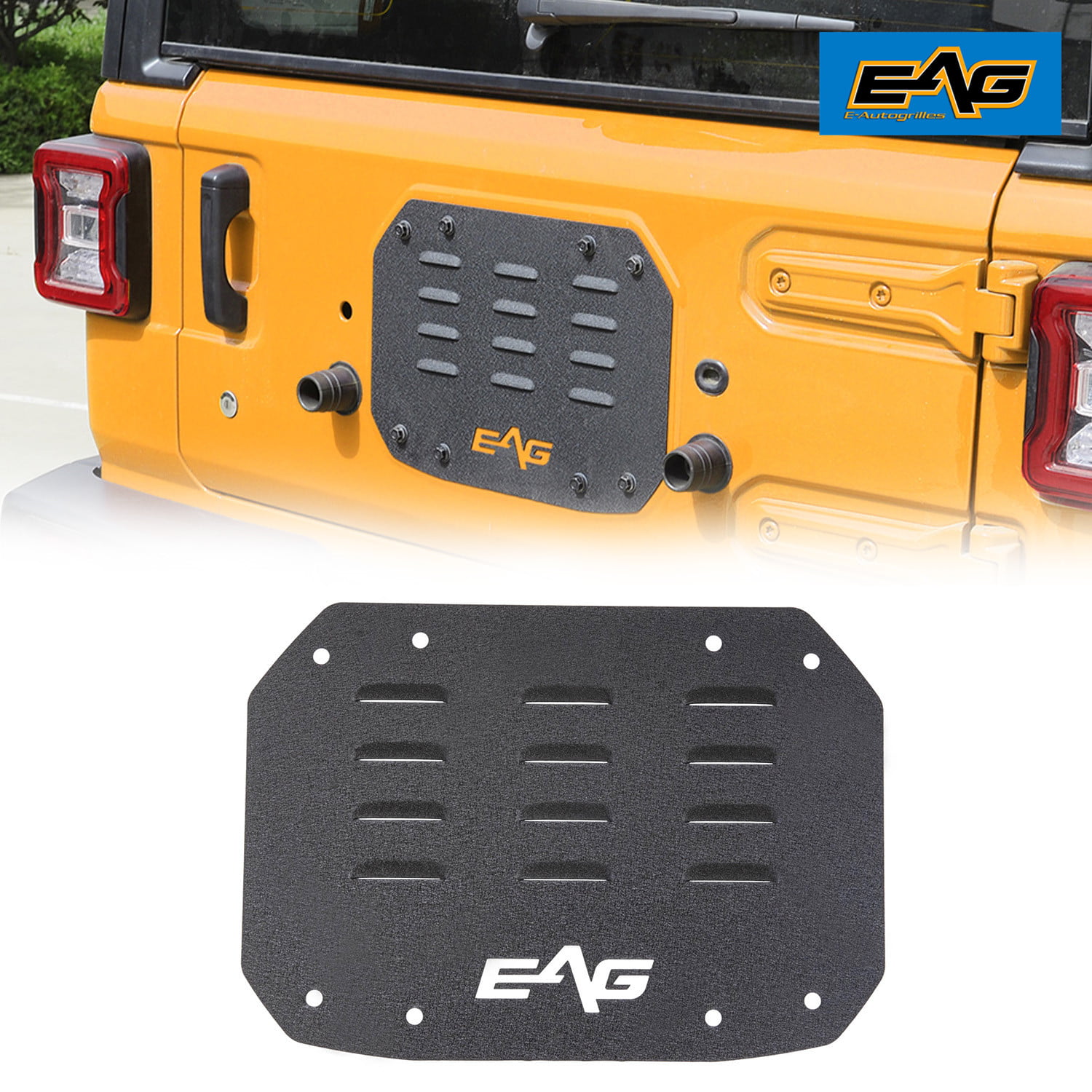 EAG Black Steel Tailgate Vent-Plate Cover Fit for 18-20 Wrangler JL 