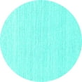 thumbnail image 1 of Ahgly Company Machine Washable Indoor Round Solid Turquoise Blue Modern Area Rugs, 4' Round, 1 of 4