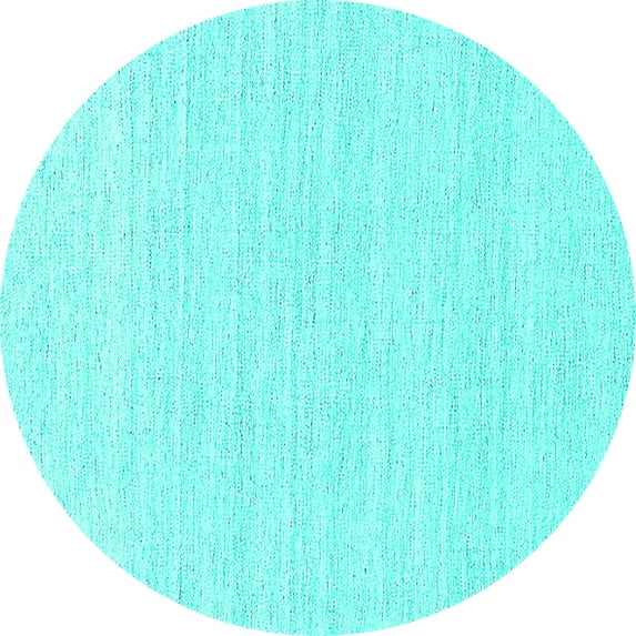 Ahgly Company Machine Washable Indoor Round Solid Turquoise Blue Modern Area Rugs, 4' Round