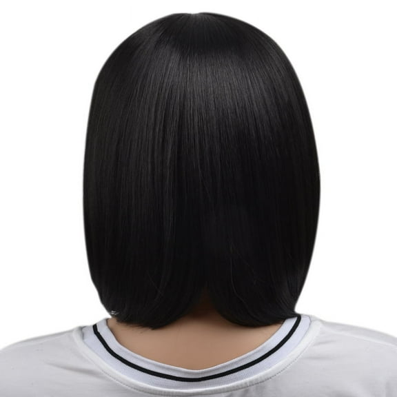 Natural Short Straight Wig Synthetic Hair For Women 40cm Heat Resistant Female Fake Hair With Bangs Mapof Beauty Short Liu Hair Wig Black