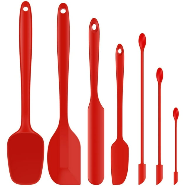 7Pcs Kit de Spatules en Silicone Mini Ensemble de Spatules de Maquillage Portable Cuisson Durable Résistance à Haute Température Outil de Mélange Flexible Multifonctionnel pour Masque Cosmétique Crème