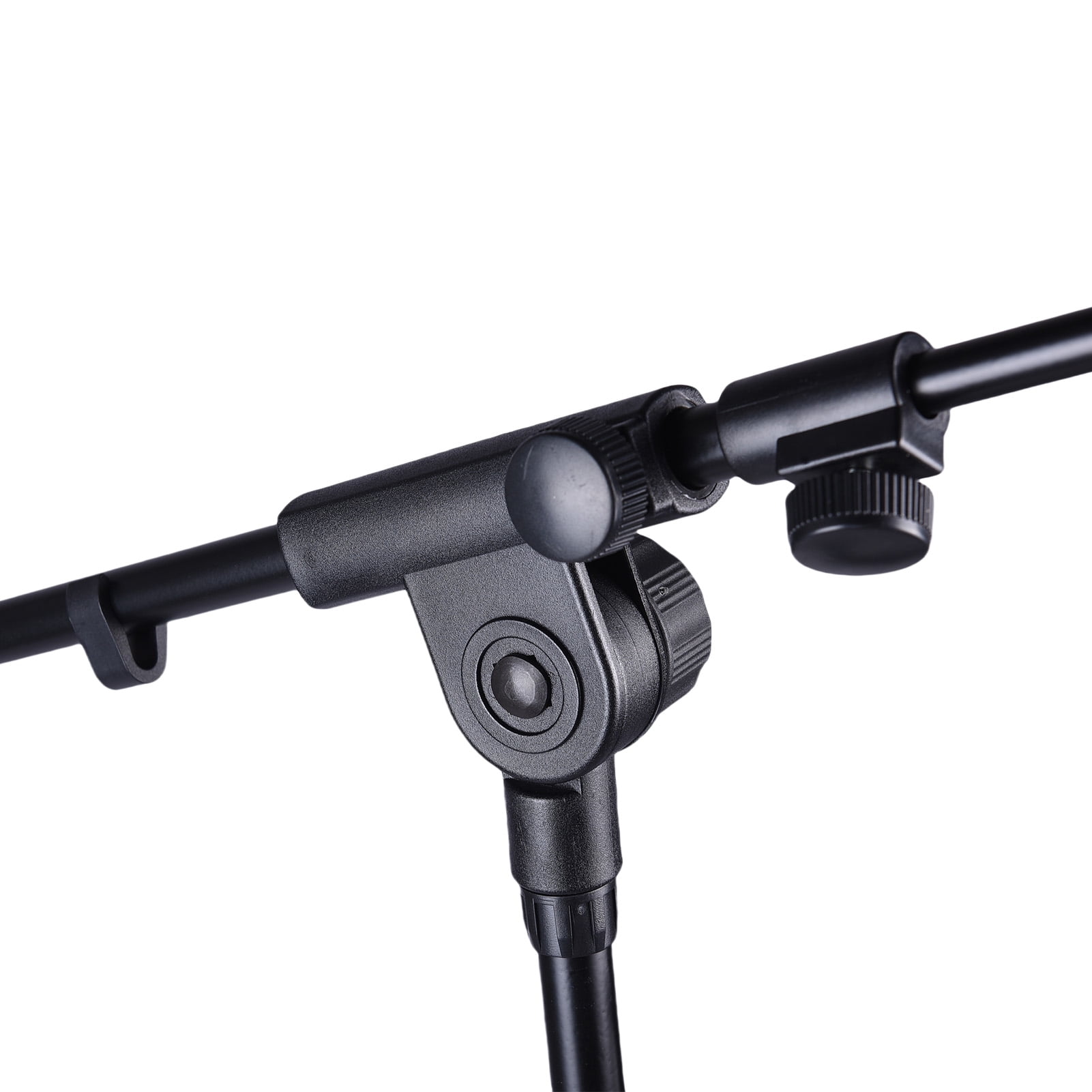 GUITTO GMS-04 Black Dual Device Tripod Microphone Floor Stand & Adjustable Boom Arm with Phone/Tablet Holder - 70 in / 177 cm