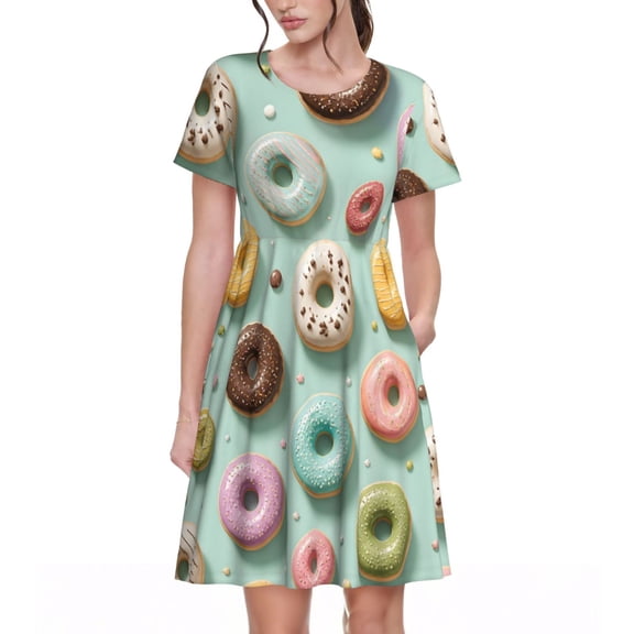 Donut Dresses Short Sleeve Nightdresses for Women