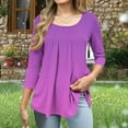 thumbnail image 3 of Plebaso Women's 3/4 Length Sleeve Tunic Tops Pleated Casual Summer Dressy Blouses Womens Clothes, 3 of 6