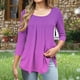 thumbnail image 4 of mfyjkho Tops Elegantes Para Mujer, Blusa Informal Con Cuello Redondo Y Manga 3/4 Para Mujer Tops Para Salir S, 4 of 6