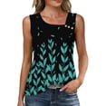 thumbnail image 2 of Vintage Leaf Graphic Tank Top for Women Sleeveless Square Neck Side Button Trim Loose Fit Breathable Summer Sleeveless Shirt For Daily Wear, 2 of 8