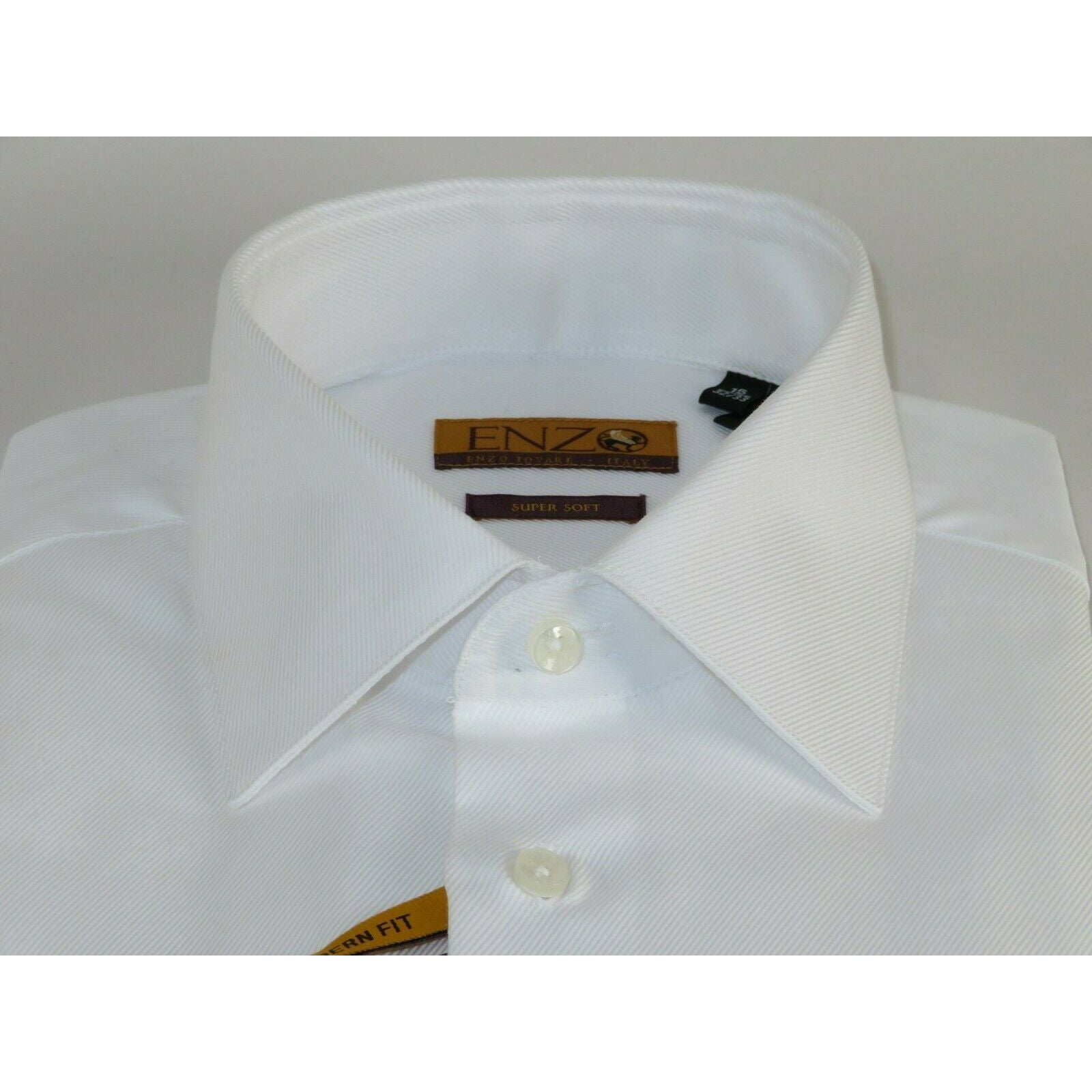 Mens long sleeves Cotton Shirt French Cuffs Wrinkle Resistance ENZO 61102 White 