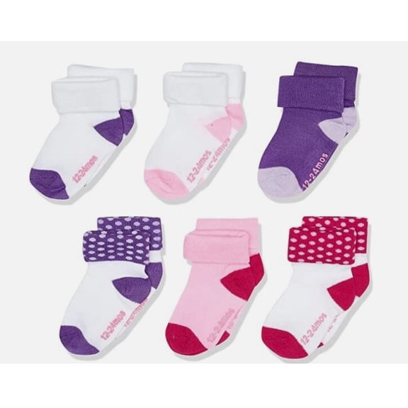 Hanes Toddler Girls Toddler 6-Pack Turncuff Socks, Assorted