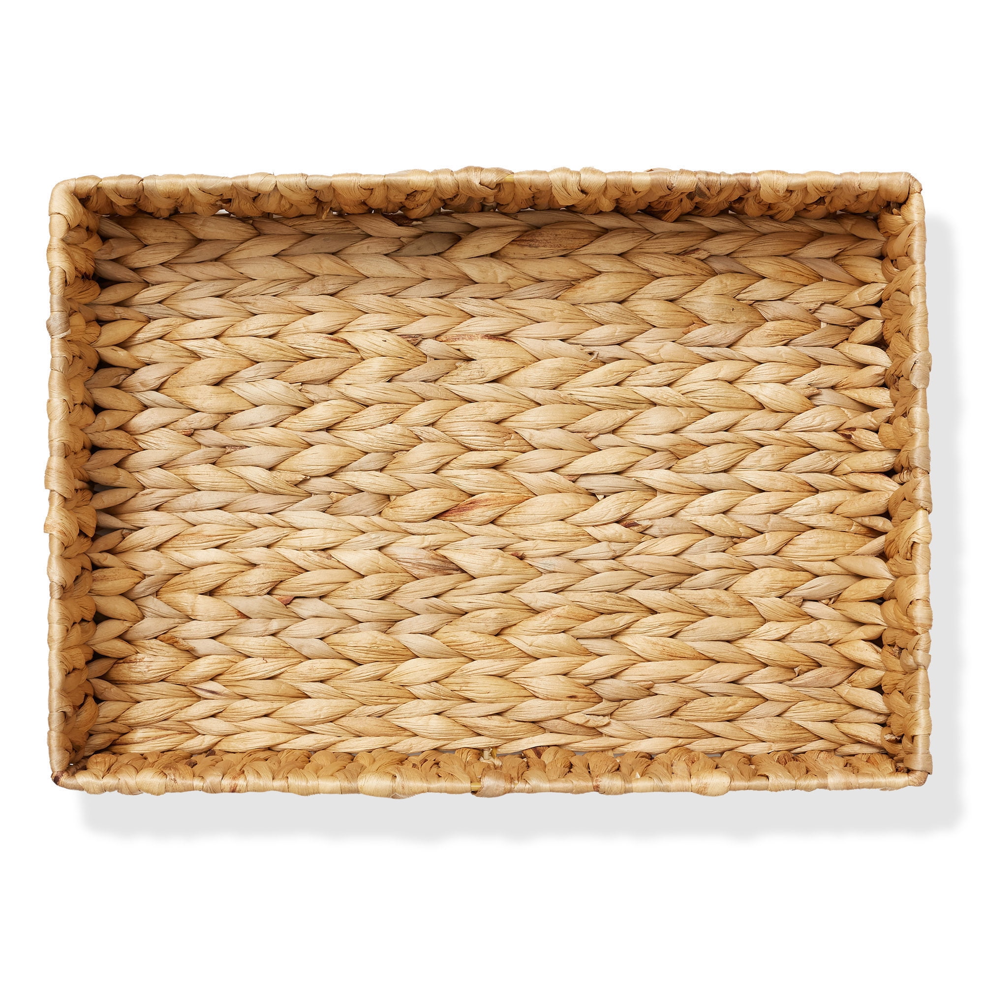 Casafield Bathroom Storage Baskets - Set of 2, Natural - Water Hyacinth, 15.75" W x 11.25" D x 3.25" H, Woven Toilet Paper, Tissue, Shelving Bins