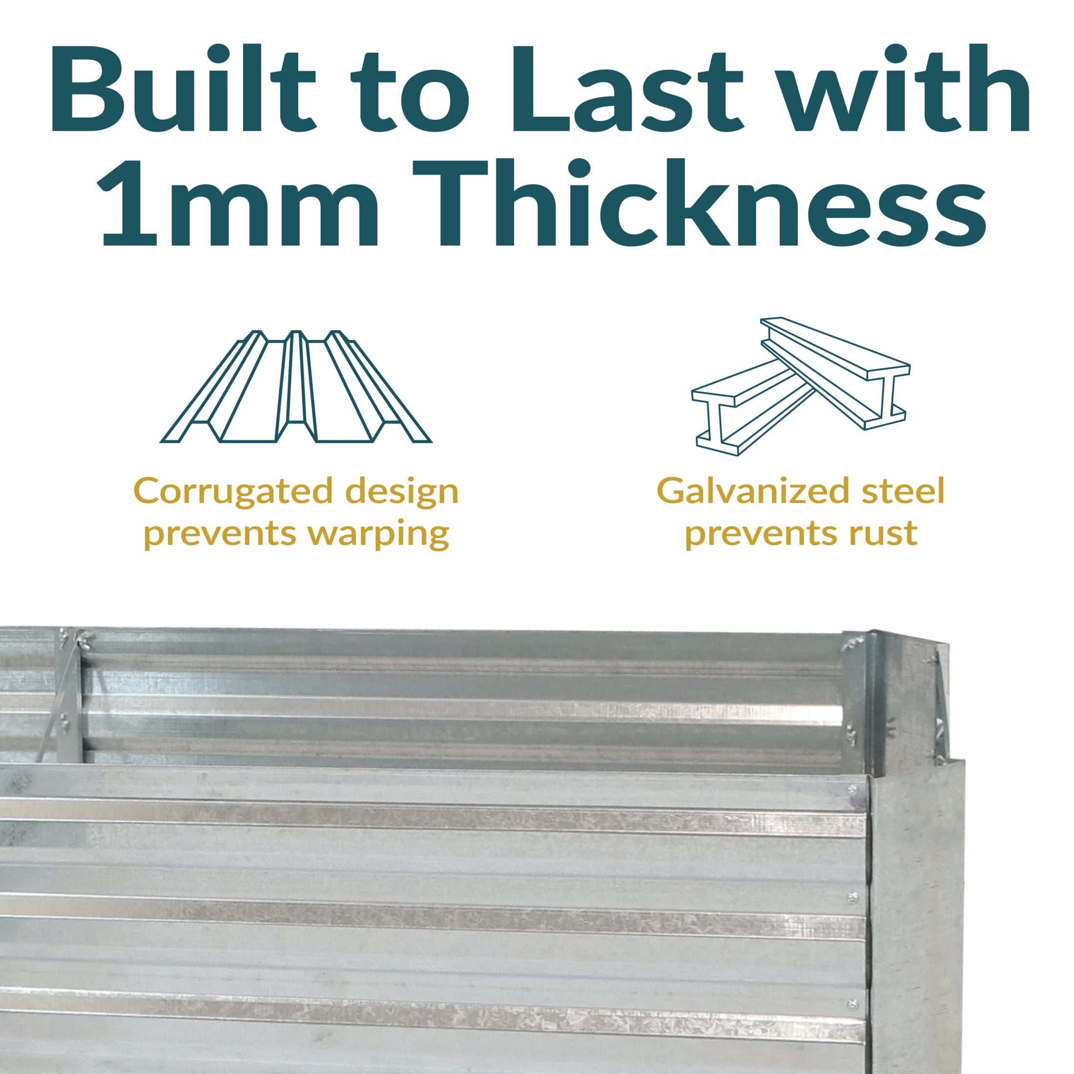 Sunnydaze 59.5" x 59.5" x 11.75" L-Shaped Silver Galvanized Steel Raised Garden Bed
