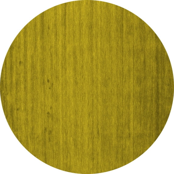 Ahgly Company Indoor Round Abstract Yellow Contemporary Area Rugs, 3' Round