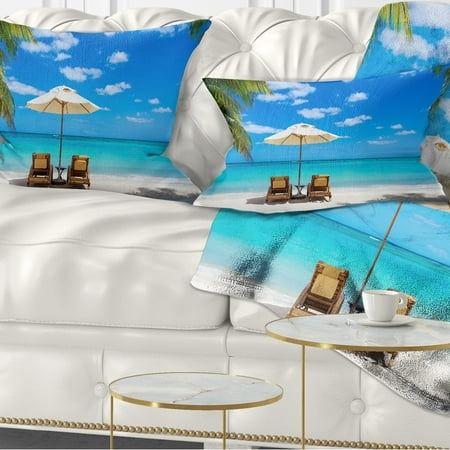 Design Art Designart Turquoise Beach With Chairs Seashore Photo