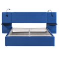 thumbnail image 6 of Queen Size Storage Upholstered Hydraulic Platform Bed with 2 Shelves, 2 Lights and USB, Blue, 6 of 7