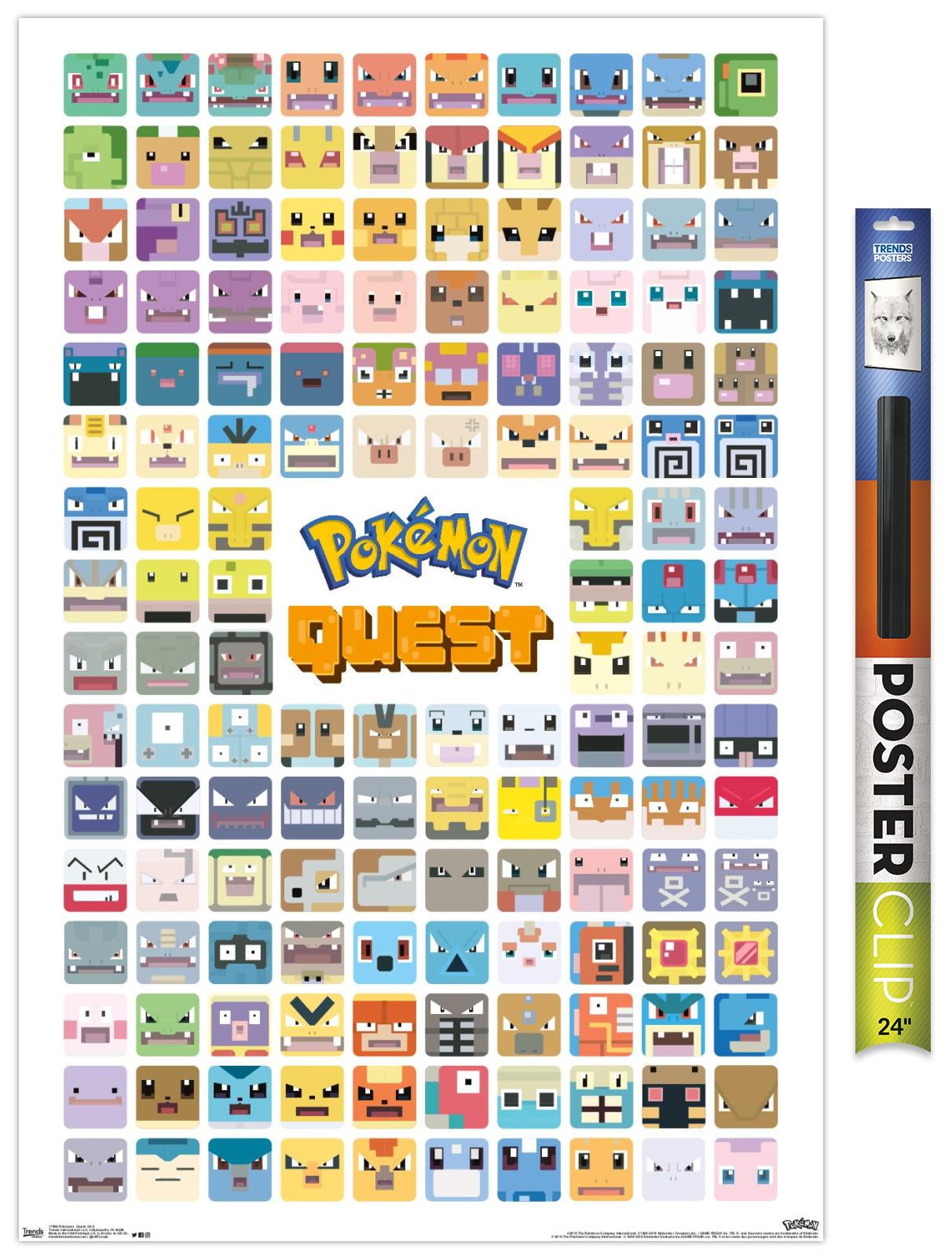 Pokemon - Quest Grid Premium Poster and Poster Clip Bundle - Walmart