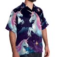 thumbnail image 2 of Starry Unicorn Men's Short Sleeve Button Down Hawaiian Shirts for Summer Beach Casual Printed Style, 2 of 6