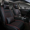 thumbnail image 1 of Funda de asiento de coche de cuero sintético permeable al aire, protector de asiento individual para vehículo, color negro y rojo., 1 of 8