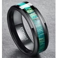 thumbnail image 3 of Unisex Titanium Steel Ring With Bamboo Wood Inlay Black Band Fashion Jewelry Gift For Any Occasion Gifts Ready, 3 of 4
