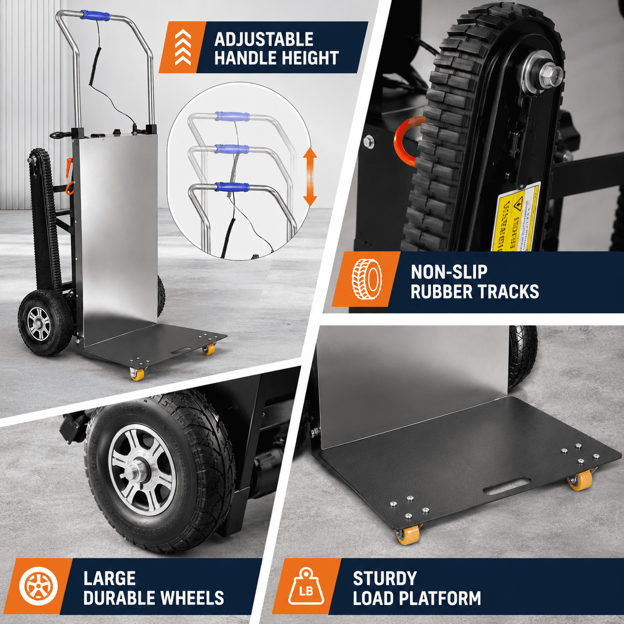 RXFSP 661 lb Capacity Electric Stair Climbing Hand Truck, Black