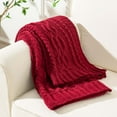 thumbnail image 5 of Battilo Dark Red Throw Blanket,Burgundy Woven Chenille Knit Throw Blankets,Christmas Decor,51"x67", 5 of 8
