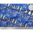thumbnail image 3 of Soimoi Blue Cotton Voile Fabric Bottle & Glass Kitchen Print Fabric by Yard 56 Inch Wide, 3 of 3