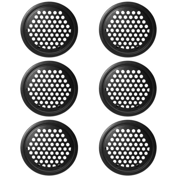6 rejillas de ventilación de acero inoxidable, rejilla de ventilación redonda negra con orificio de malla para baño, cocina, armario, guardarropa