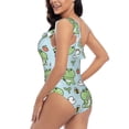thumbnail image 4 of Pofeuu Cute Floral Frog Print Women's One Piece Swimsuits One Shoulder Swimwear Asymmetric Ruffle Monokinis Bathing Suits-X-Large, 4 of 6
