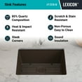 thumbnail image 2 of 23" x 18" Quartz Kitchen Sink, Single Bowl Sink, Drop-in Sink, Undermount Sink, Granite Kitchen Sink, Galaxy Mocha Kitchen Sink, with Steel Grid and Basket Strainer Lexicon Platinum LP-2318-M, 2 of 7