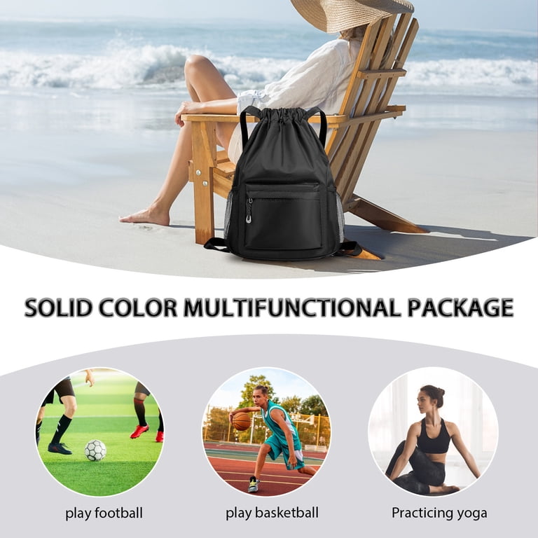 EQWLJWE Drawstring Backpack Gymbag Waterproof Sports  display picture 1