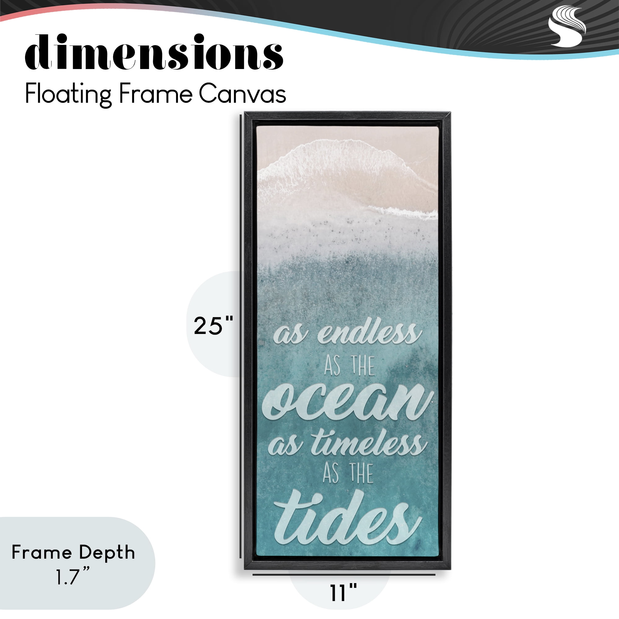 Stupell Industries Endless Ocean Timeless Tides Black Framed Floater Canvas Wall Art, design by Marcus Prime