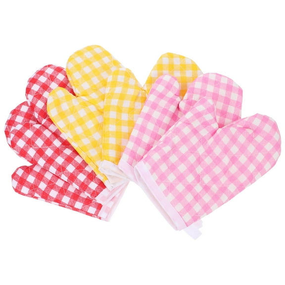 Hemoton 3 Pairs Of Practical Oven Mittens Heat-Resist Kids Oven Mitts Decorative Oven Gloves Thermal Toddlers Oven Mitts Portable Oven Mitten Comfortable Wearing Kids Play Oven Mitts