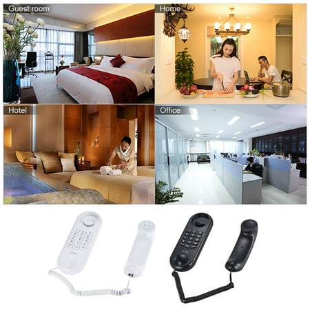 Portable Corded Telephone Phone Pause/ Redial/ Flash Wall Mountable Base Handset for House Home Call Center Office Company