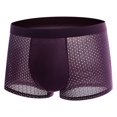 thumbnail image 2 of sunsanly Men Summer Underwear Mid-rise Wide Elastic Waistband Boxer Briefs U-convex Thin Ice Silk Mesh Shorts Panties Underpants, 2 of 7