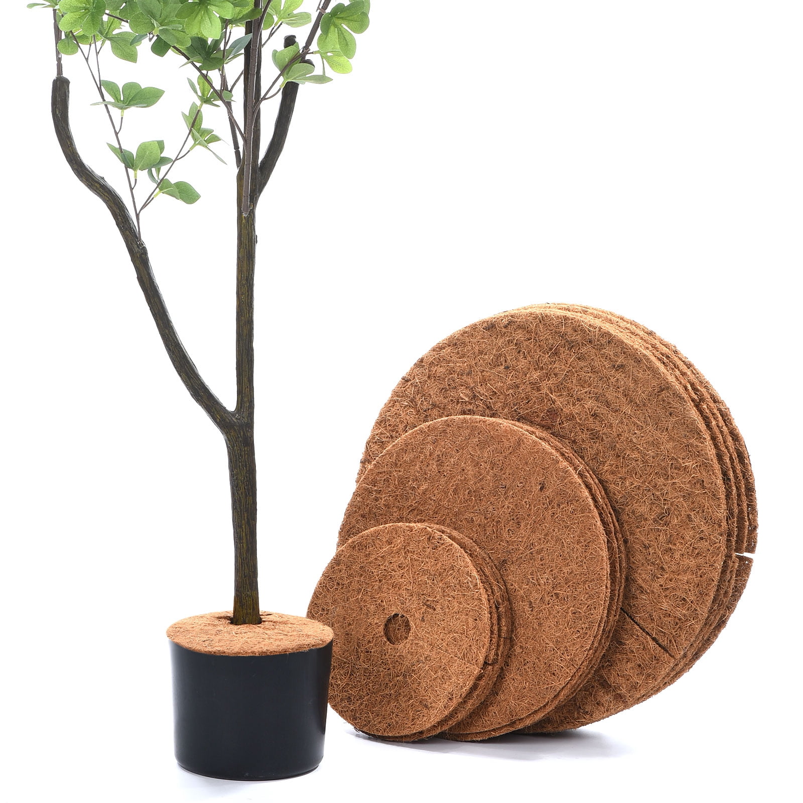 Uxcell Y Coconut Fiber Mulch Ring Mat Tree Protector Root Soil Cover, 5 Pack 16"x0.2"