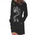 thumbnail image 2 of Vestido tipo túnica con capucha y bolsillos para mujer, estampado del Rey León de Disney, manga larga, sexy, ajustado, con bolso a la cadera, 2 of 5