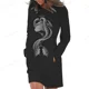 thumbnail image 2 of Vestido tipo túnica con capucha y bolsillos para mujer, estampado del Rey León de Disney, manga larga, sexy, ajustado, con bolso a la cadera, 2 of 5