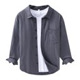 thumbnail image 2 of JTieacloth Mens Work Button Down Shirts with Pocket Male Casual Versatile Cotton Linen Linen Long Sleeved Shirt Gray, 2 of 5