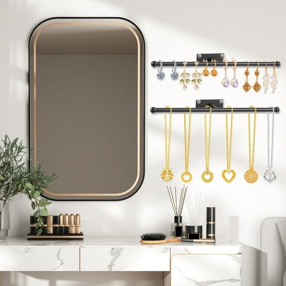 2Pcs Wall Hanging Jewelry Organizer T Shaped Metal Stylish Jewelry Holder for Earring Hair Hoop Necklace Bracelet