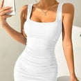 thumbnail image 6 of Elvqul Dresses for Women Sleeveless V Neck Womens Dresses Solid Pullover Short Dresses White Trendy, 6 of 7