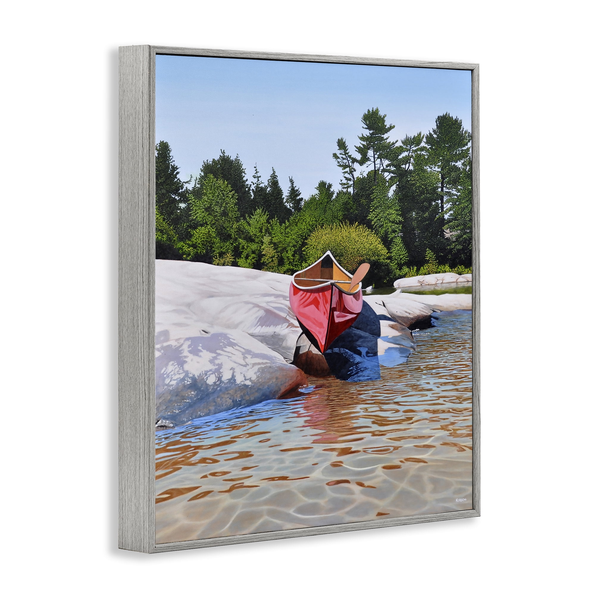 Stupell Industries Canoe at Water's Edge Gray Framed Giclee Art, design by Kenneth M Kirsch